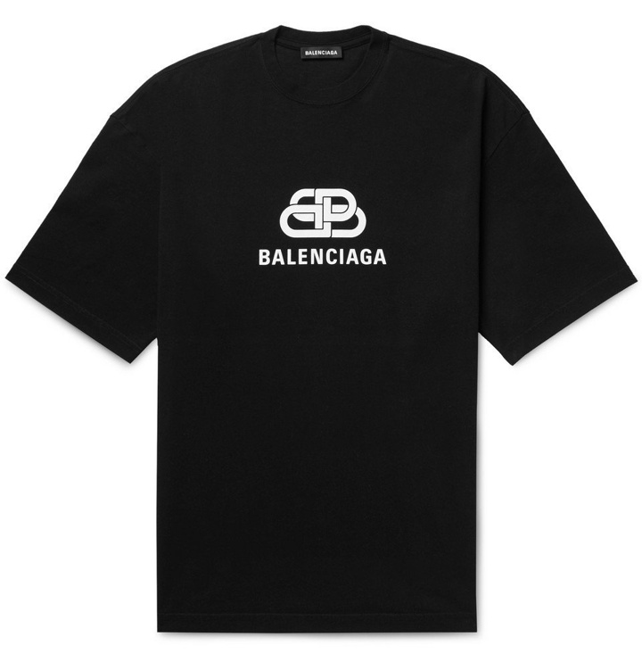 Photo: Balenciaga - Oversized Logo-Print Cotton-Jersey T-Shirt - Black