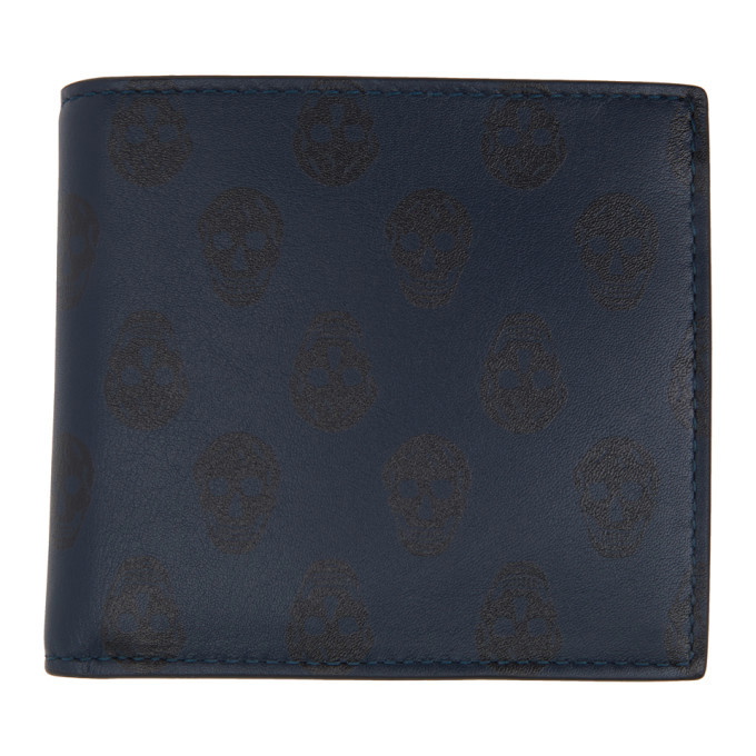 Photo: Alexander McQueen Navy Skull Print 4CC Bifold Wallet