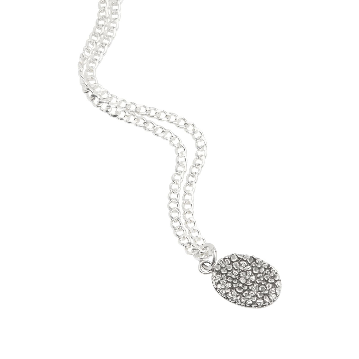 Maple Men's Floral Pendant & Chain Necklace in Silver 