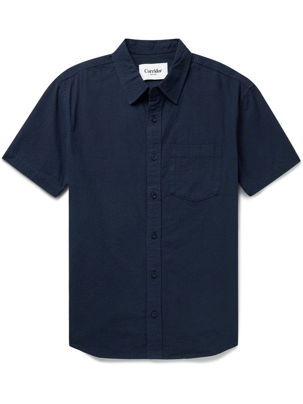 Photo: Corridor - Cotton-Seersucker Shirt - Blue