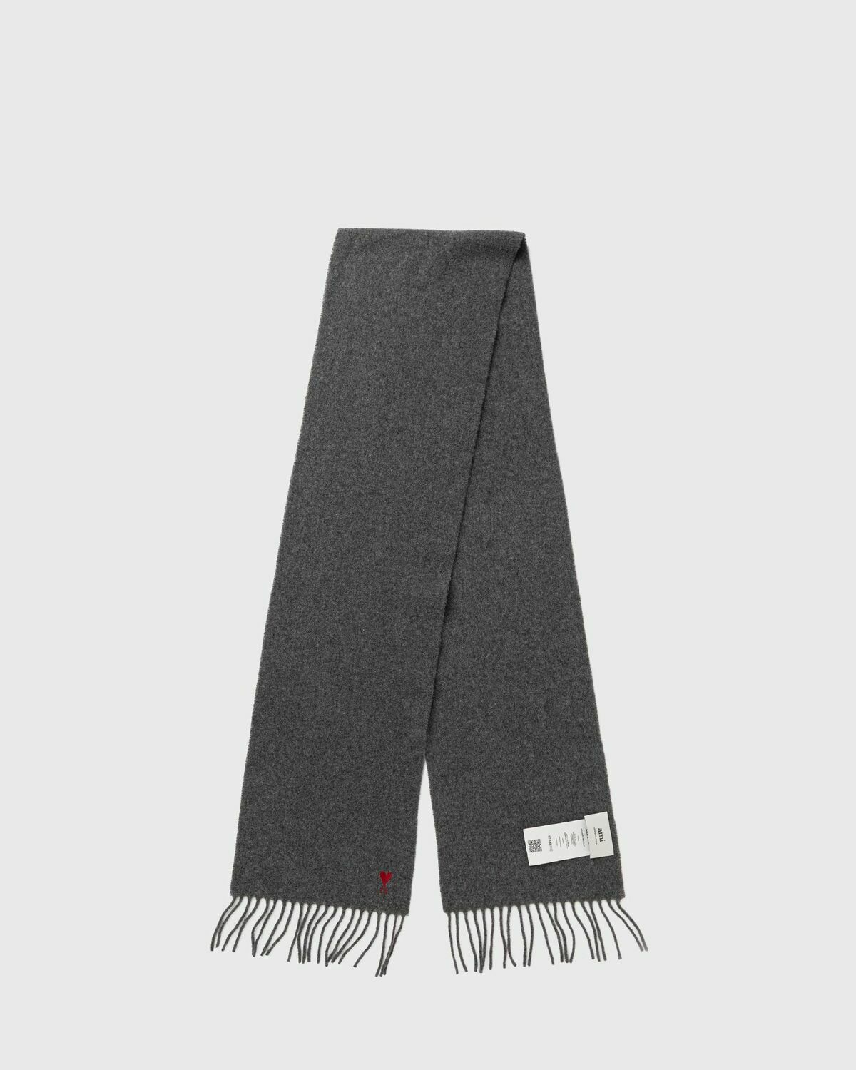 AMI Paris ECHARPE AMI DE COEUR ROUGE Grey Mens Scarf