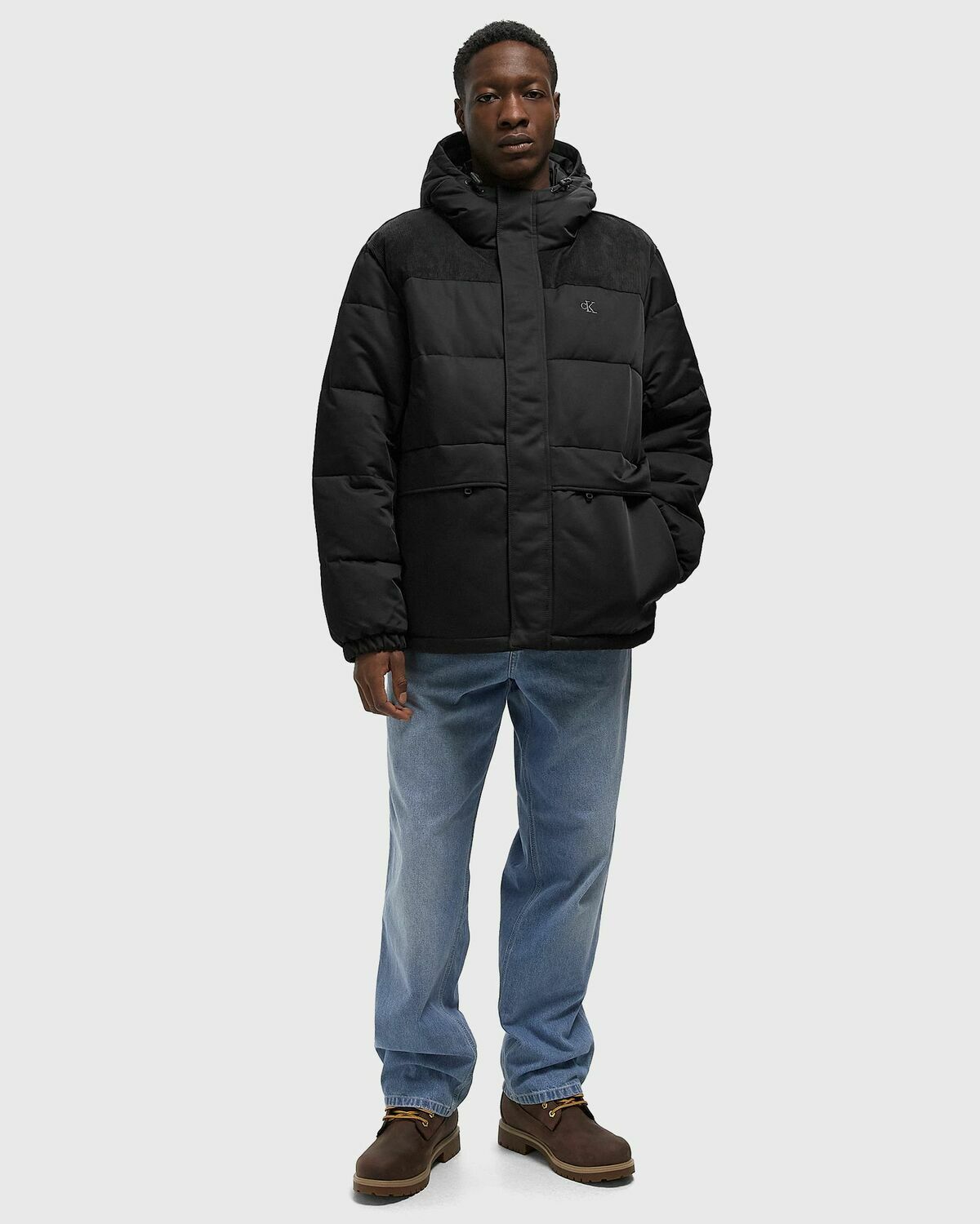 Calvin Klein Jeans LS CORDUROY MIXED MEDIA PUFFER JACKET Black Mens Down & Puffer Jacket