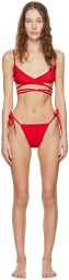Balenciaga Red Wrap Bikini Set