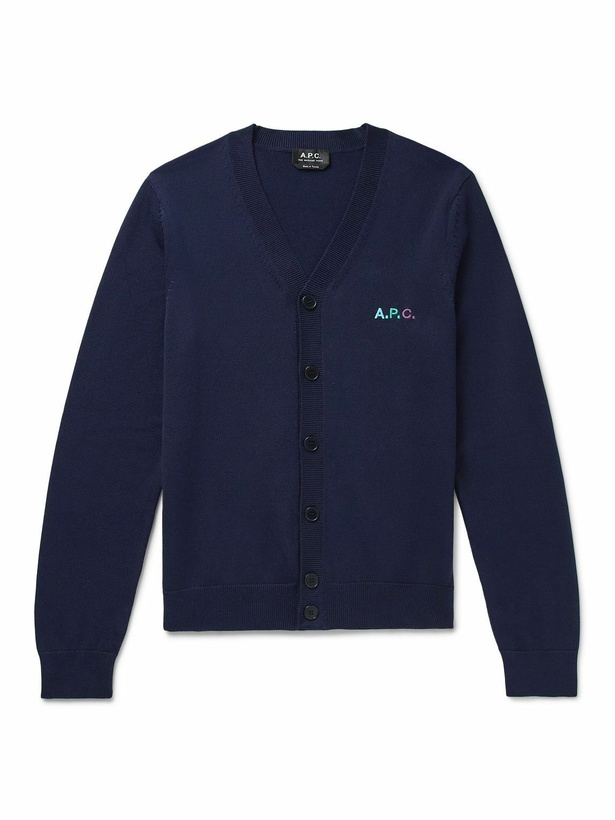 Photo: A.P.C. - Joseph Logo-Embroidered Cotton Cardigan - Blue