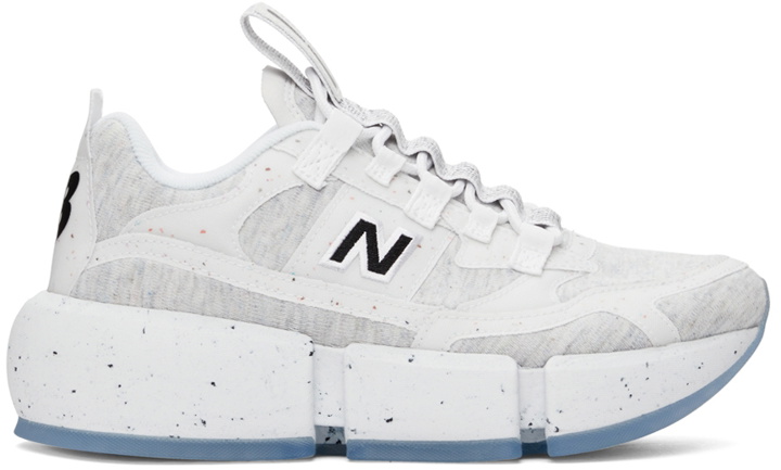 Photo: New Balance White & Grey Jaden Smith Edition Vision Racer Sneakers