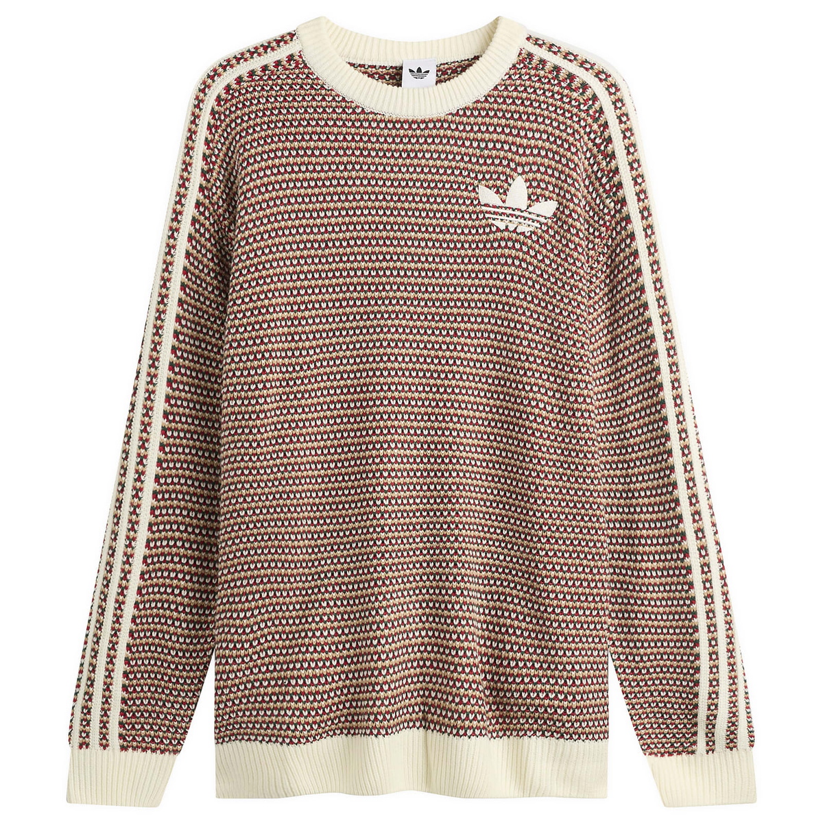 Adidas Women's Knit Jumper in Off White/Collegiate Green/Equipment Red
