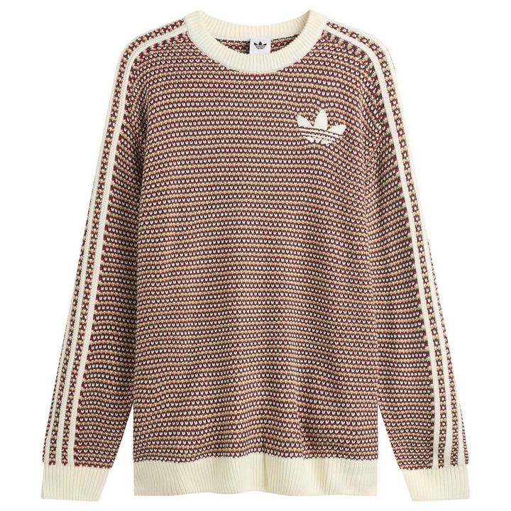 Photo: Adidas Women's Knit Jumper in Off White/Collegiate Green/Equipment Red