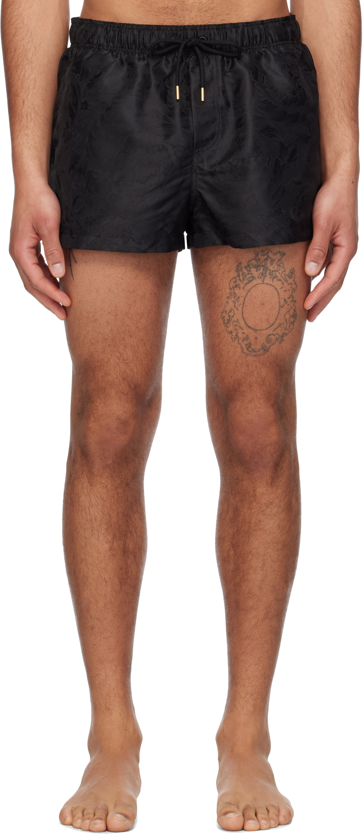 Versace Underwear Black Barocco Jacquard Swim Shorts
