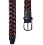 Anderson's - 3.5cm Navy Woven Leather Belt - Navy