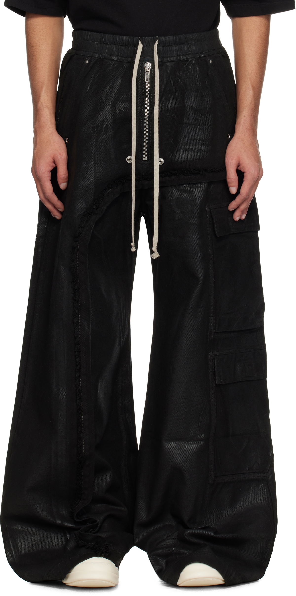 Rick Owens DRKSHDW Black Hollywood Imbalanced Double Cargo Jumbo