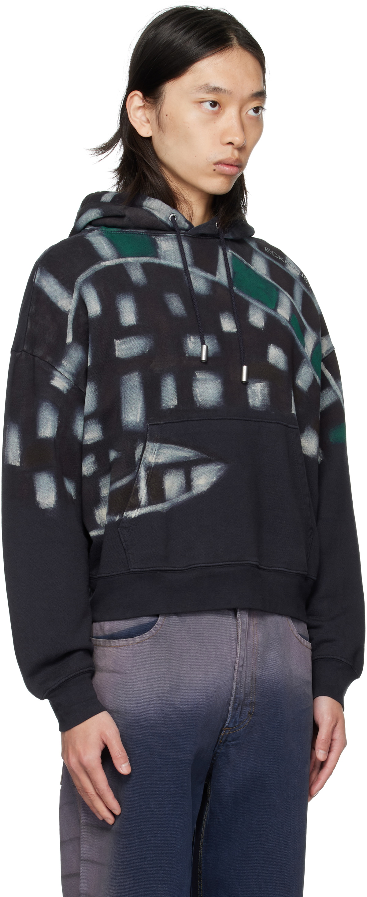 Eckhaus Latta Navy Sprayed Hoodie