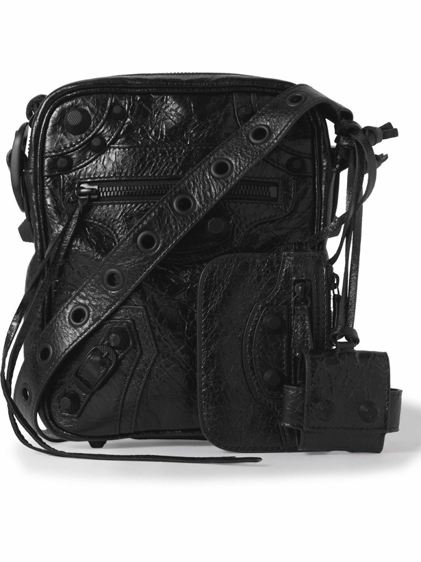 Photo: Balenciaga - Le Cagole Cracked-Leather Messenger Bag