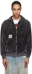 AAPE by A Bathing Ape Black 'AAPE' Logo Velvet Zip-Up Hoodie