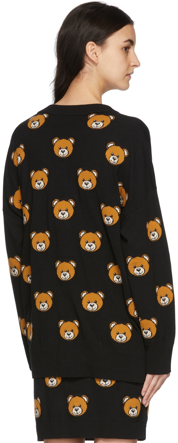 Moschino Black Allover Teddy Bear Sweater Moschino