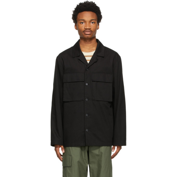 Jil Sander Black Herringbone Workwear Shirt Jil Sander