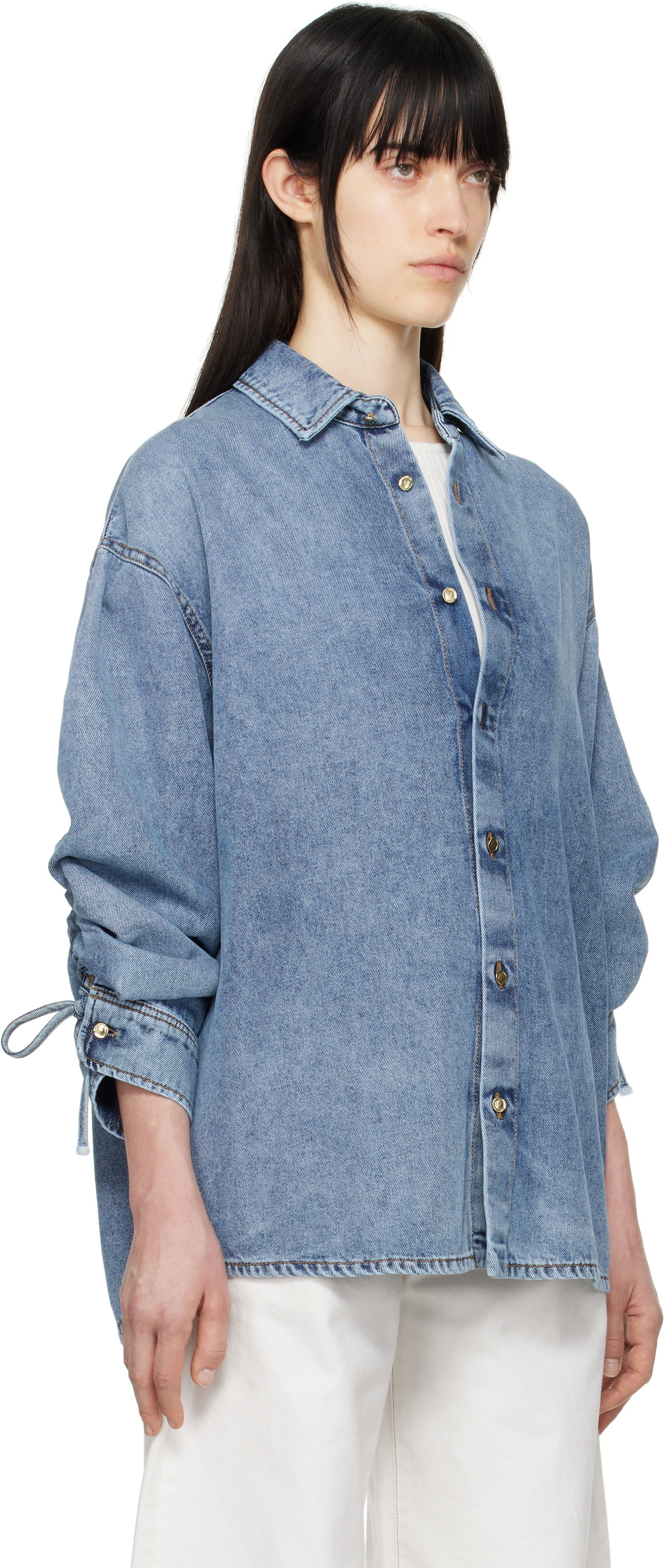 DARKPARK Blue Keanu Tencel Denim Rouche Shirt