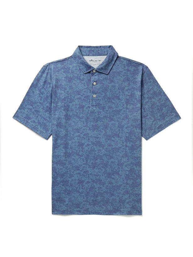 Photo: Peter Millar - Hibiscus Haven Aqua Printed Pima Cotton-Jersey Polo Shirt - Blue