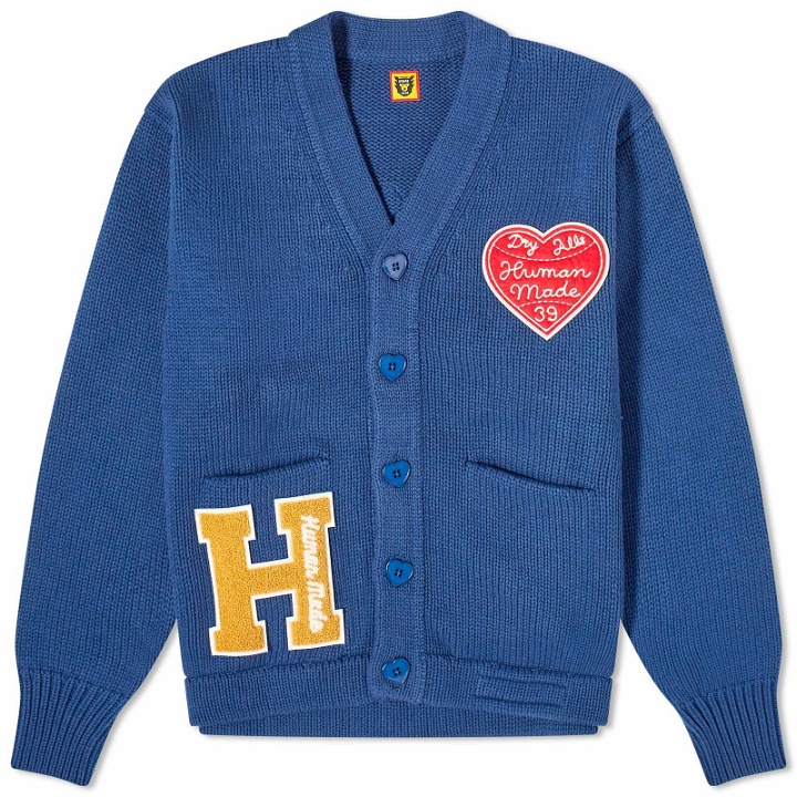 Photo: Human Made Men's Knitted College Cardigan in Blue