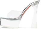 Amina Muaddi Silver Dalida Glass Plateau Heeled Sandals