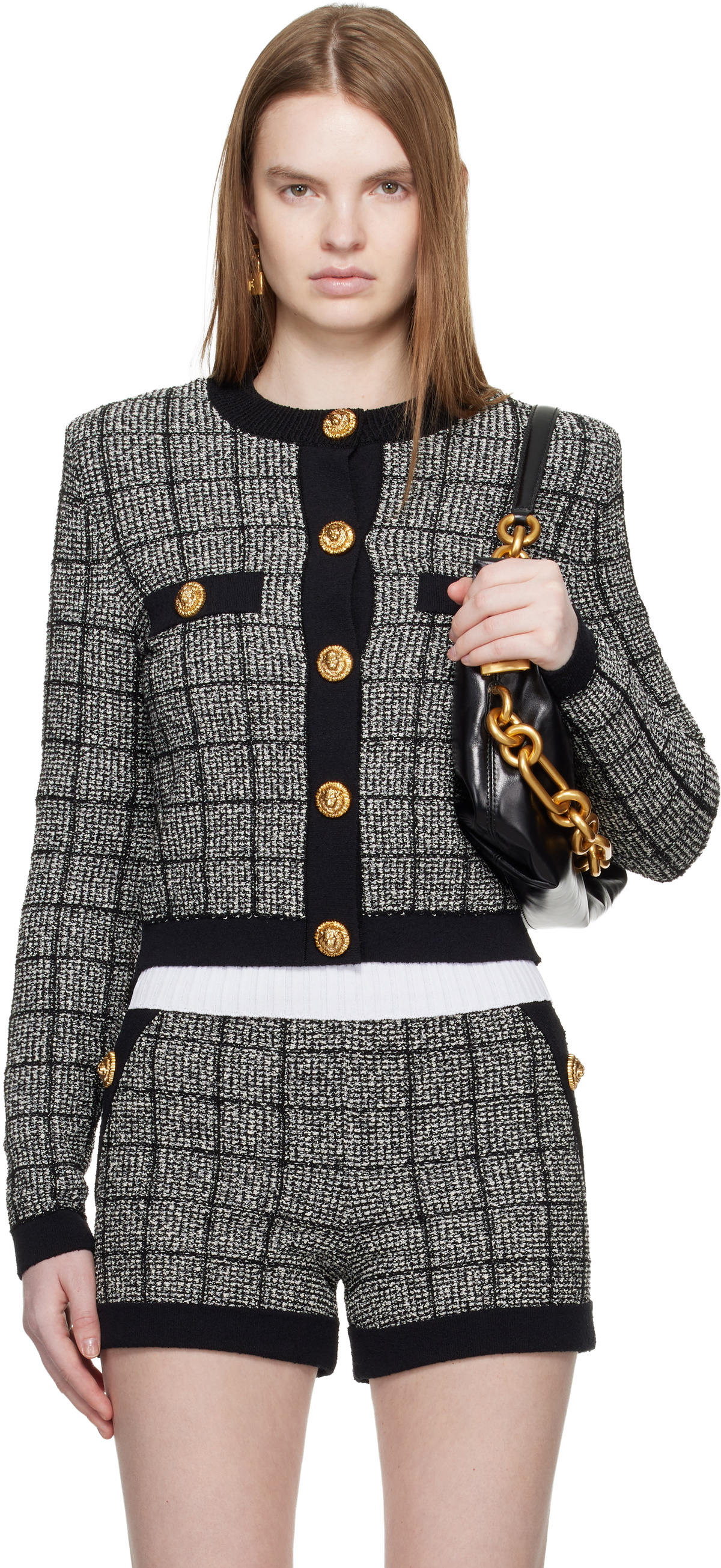 Balmain Black Light Tweed Cardigan