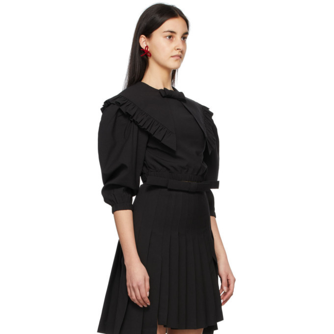 Shushu/Tong Black Peaked Collar Bow Blouse Shushu/Tong