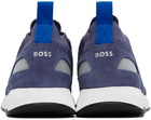 BOSS Navy Structured Knit Sneakers