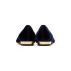 Charlotte Olympia Navy Velvet Kitty Flats