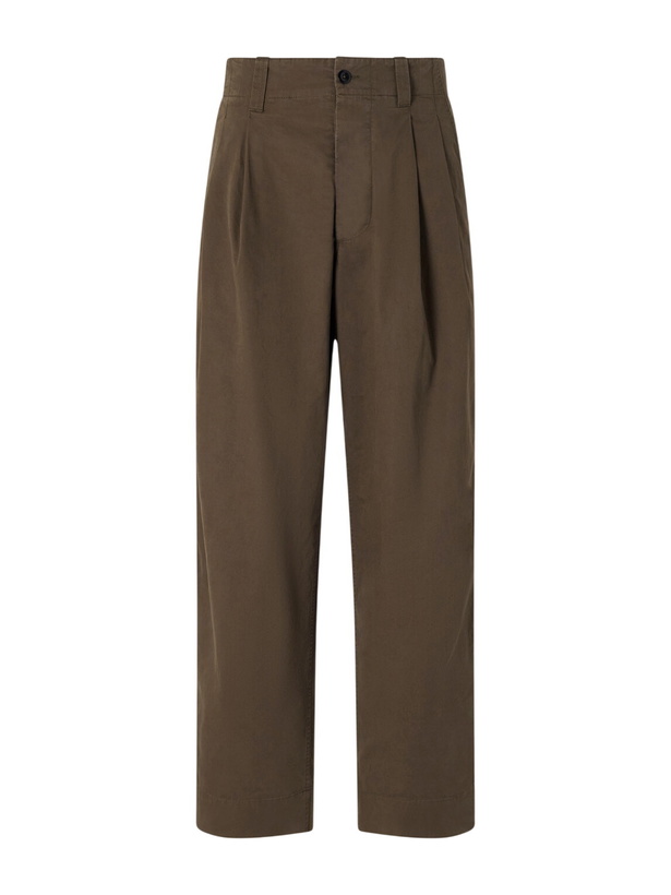 Photo: Margaret Howell - MHL. Straight-Leg Pleated Cotton Trousers - Brown