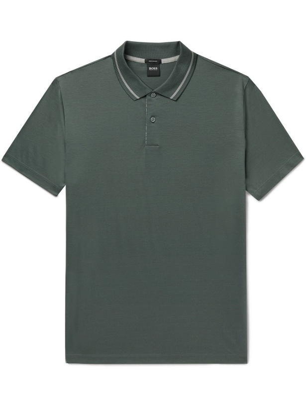 Photo: HUGO BOSS - Mercerised Cotton Polo Shirt - Green