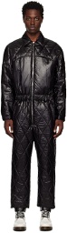 System Black Quilted Jumpsuit
