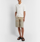 Fendi - Suede-Panelled Cotton-Gabardine Shorts - Neutrals