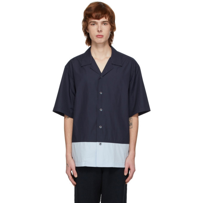 Photo: Barena Navy and Blue Poplin Shirt