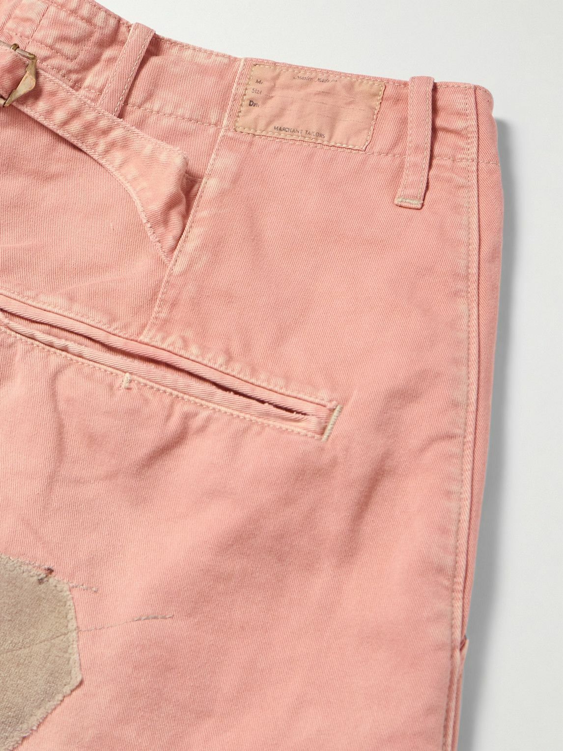 KAPITAL - Katsuragi Tapered Appliquéd Distressed Cotton-Twill Trousers - Pink