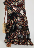 Etro Floral-embroidered Silk Maxi Skirt Black