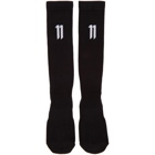 11 by Boris Bidjan Saberi Three-Pack Black Ribbed Small Logo Socks