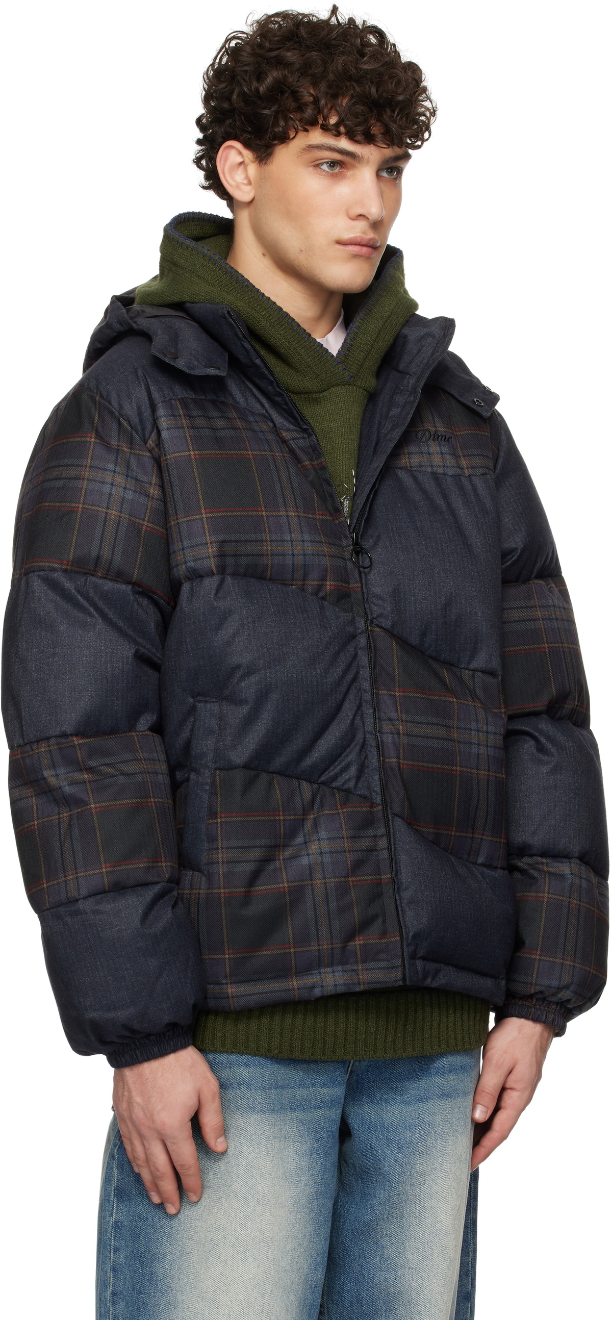 Hooded Tweed Down Jacket