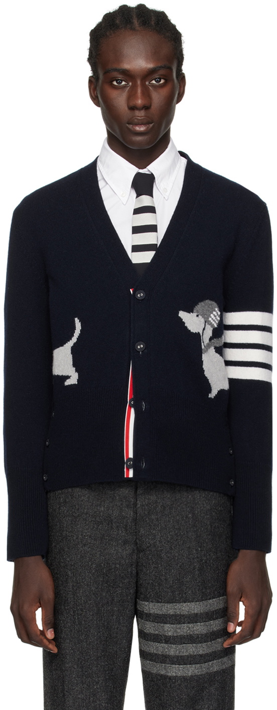 Thom Browne Navy 4-Bar Cardigan