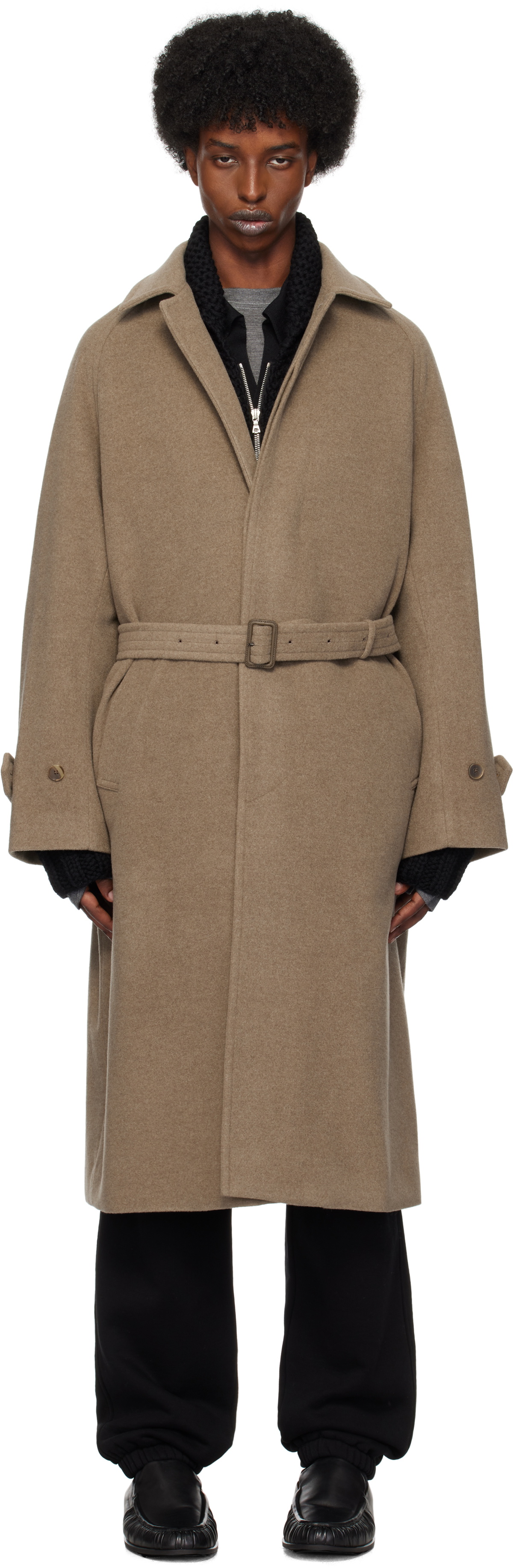 AURALEE Beige Mosser Soutien Collar Coat