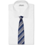 BRIONI - 8cm Striped Silk-Jacquard Tie - Blue