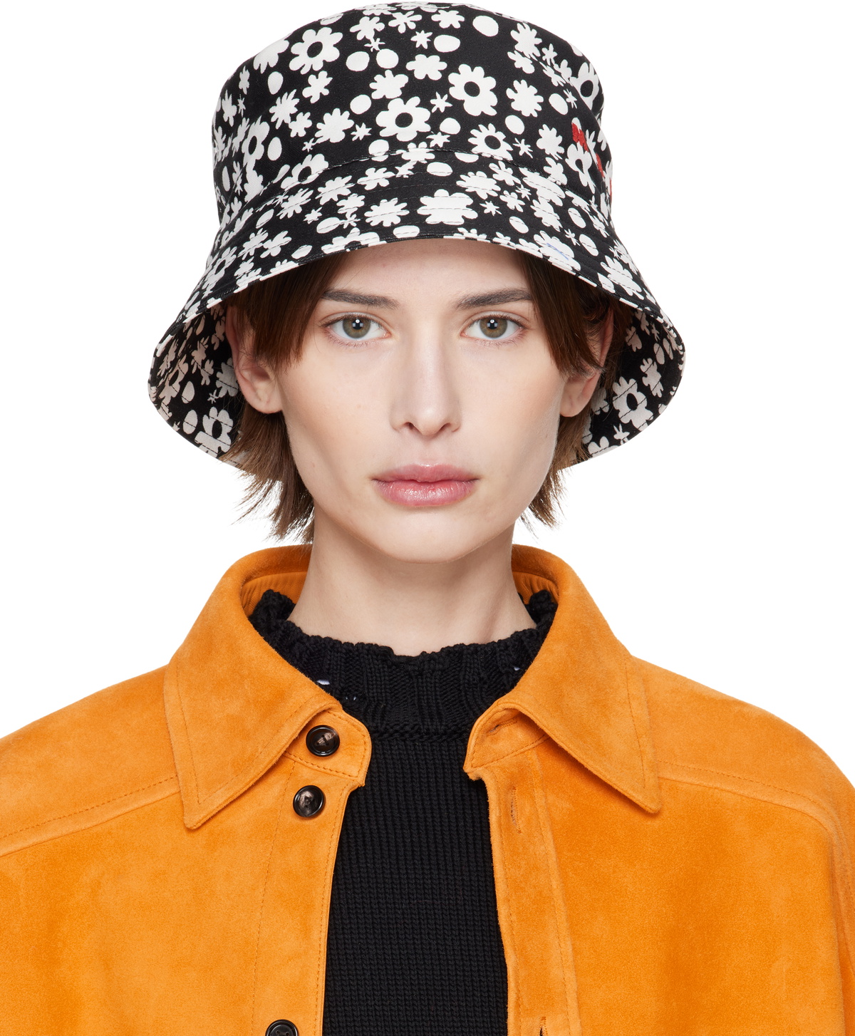 【MARNI】Cotton bucket hat Pop Fields motif Marni COTTON BUCKET HAT WITH BLACK AND WHITE POP FIELDS