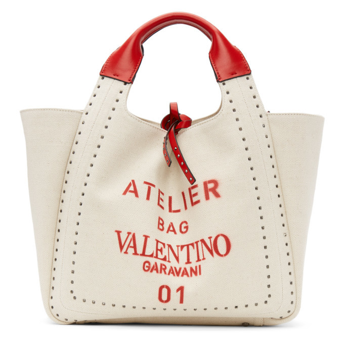 Valentino Garavani Medium 08 San Gallo Edition Atelier Tote Bag In Canvas  in Red