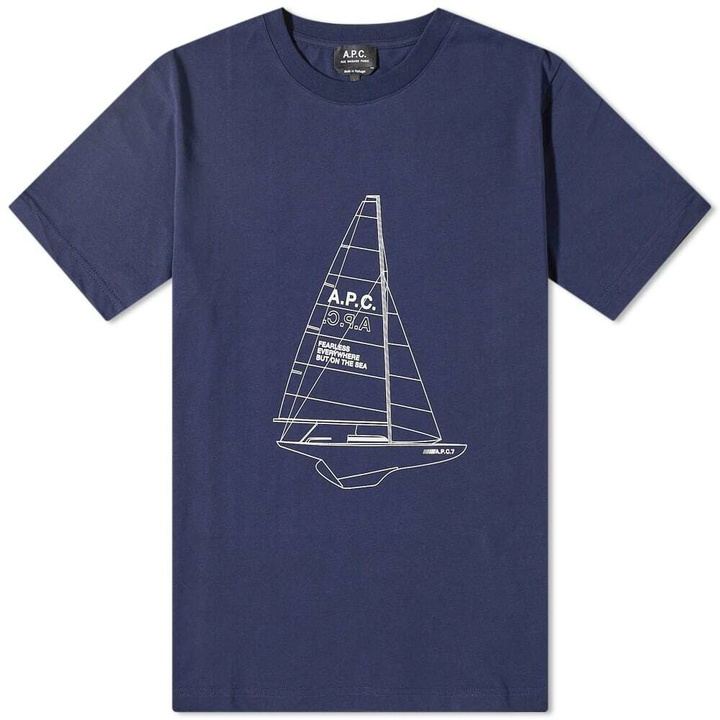 Photo: A.P.C. Men's A.P.C Jeannot Yacht Logo T-Shirt in Dark Navy