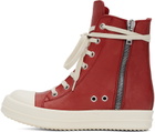 Rick Owens Red High Sneakers