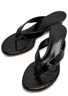 LE Monde Beryl 50 Crocodile-effect Leather Thong Wedge Sandals Black