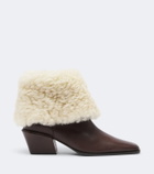 Paris Texas Bettina leather and shearling ankle boots