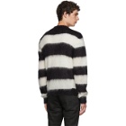 Saint Laurent Black and White Striped Mohair Sweater
