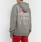 Helmut Lang - Pelvis Records Logo-Embroidered Printed Loopback Cotton-Jersey Hoodie - Gray