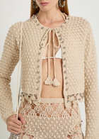 Rabanne Bead-embellished Crochet Cotton Cardigan Ecru