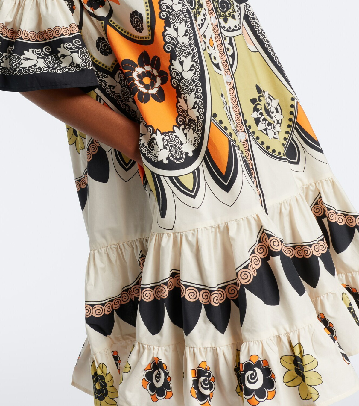 La DoubleJ Printed tiered cotton poplin minidress