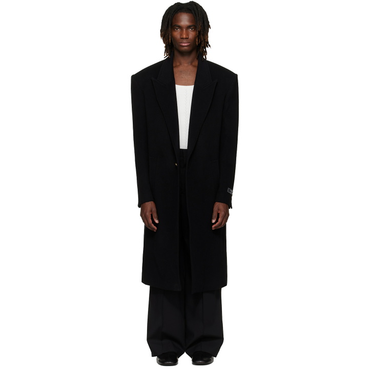 Photo: BALMAIN Black Oversized Wool & Cashmere Coat